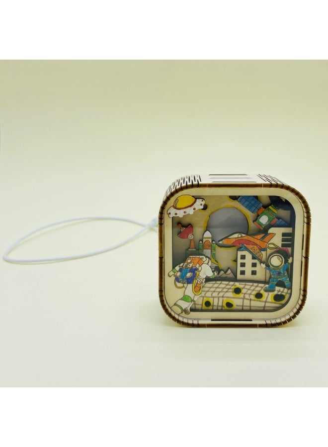 مصباح ليلي ملون كرتوني مبدع من الخشب بتصميم جرافيتي - لعبة مجمعة ثلاثية الأبعاد - اللون: L0106P-4 رابتور للمنزل - Image 5